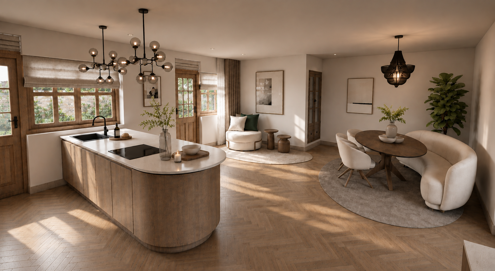 Woonkeuken in een woningvisualisatie