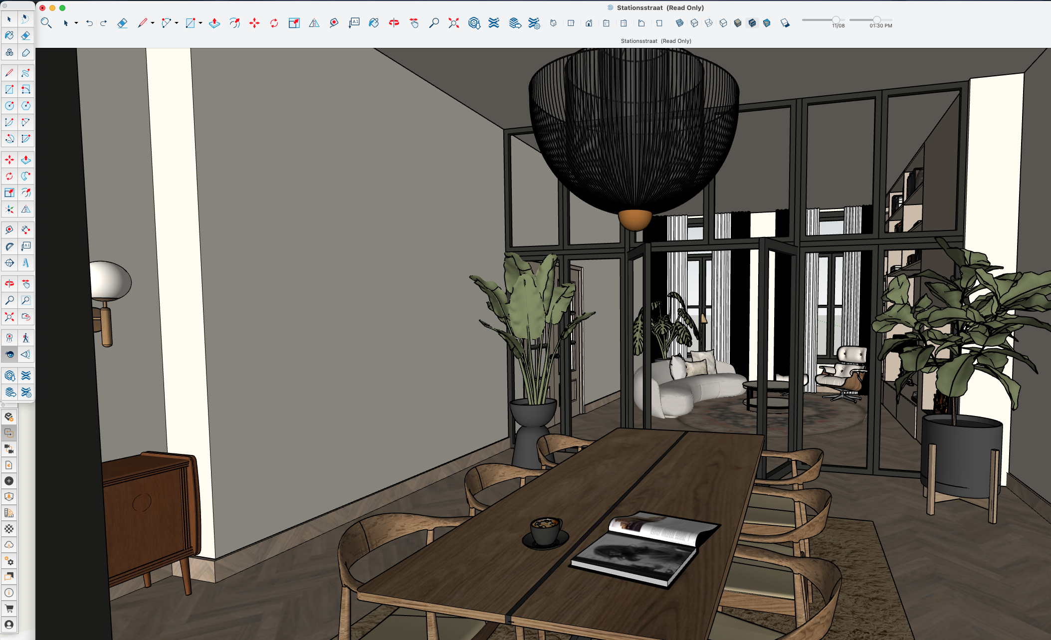 Schets van de woning in SketchUp